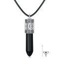 wholesale 925 Sterling Silver Black Onyx Bullet Shape Cremation Keepsake Pendant Necklace with Funnel and Fill Tool for Women-0-0
