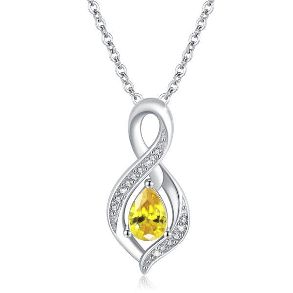 Sterling Silver November Birthstone Infinity Pendant Necklace-0