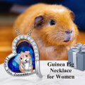 wholesale 925 Sterling Silver Blue Austrian Crystal Guinea Pig Heart Pendant Necklace for Women Girls-0-2