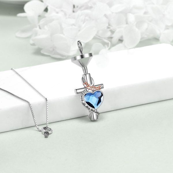 Sterling Silver Mother Memorial Urn Necklace-3