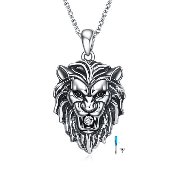 Sterling Silver Lion Urn Necklaces-0