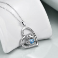 wholesale 925 Sterling Silver CZ Heart Monkey Pendant Necklace for Women Girls Daughter Birthday Gifts-0-2