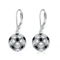 wholesale 925 Sterling Silver Black Crystal Soccer Ball Drop Earrings for Women Sporty s-0-0