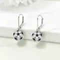 wholesale 925 Sterling Silver Black Crystal Soccer Ball Drop Earrings for Women Sporty s-0-3