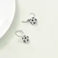 wholesale 925 Sterling Silver Black Crystal Soccer Ball Drop Earrings for Women Sporty s-0-4