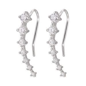 Sterling Silver Shining Cubic Zirconia Ear Climbers-0