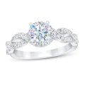 wholesale 925 Sterling Silver Platinum-Plated Halo Engagement & Wedding Band Set with Round Cut Moissanites (1 ct tw)-0-1