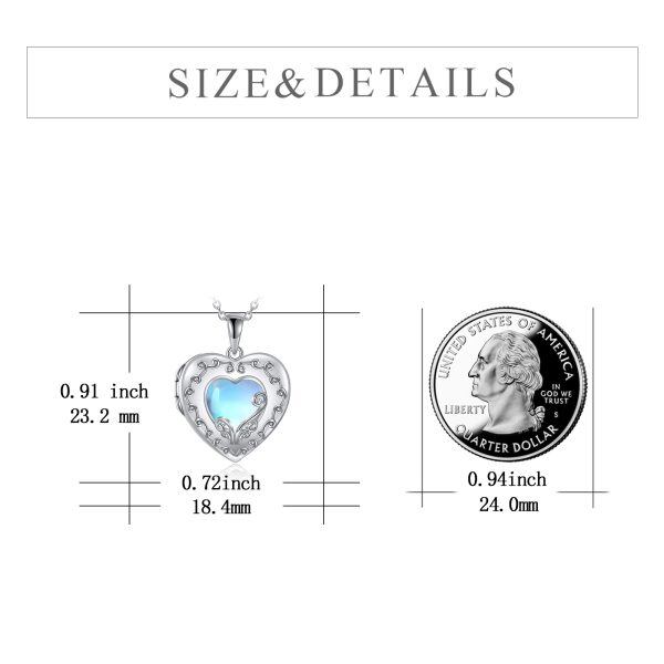 Sterling Silver Moonstone Heart Locket Necklace-1