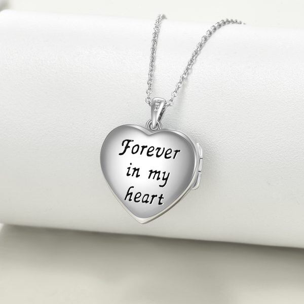 Sterling Silver Moonstone Heart Locket Necklace-4