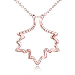 Sterling Silver Maple Leaves Pendant Necklace-0