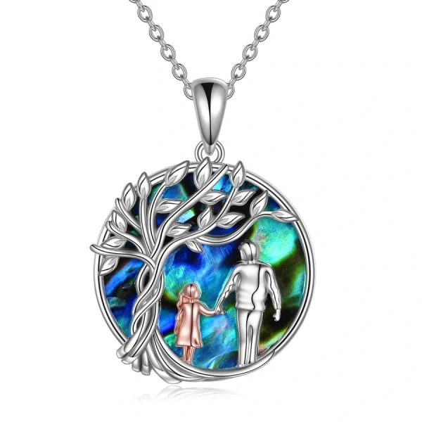 Sterling Silver Abalone Shell Tree Of Life Pendant Necklace For Daughter-0