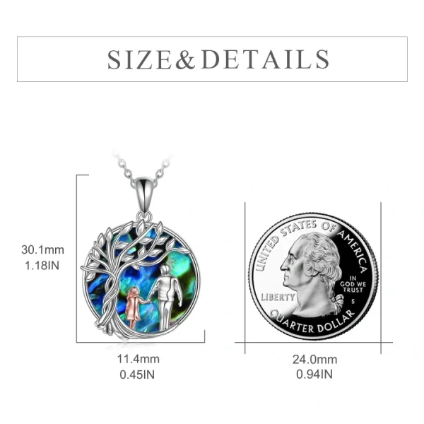 Sterling Silver Abalone Shell Tree Of Life Pendant Necklace For Daughter-1