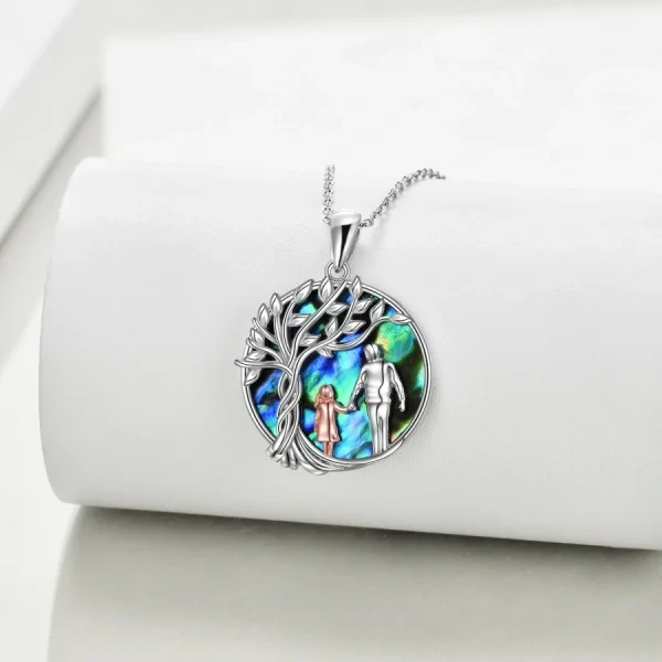 Sterling Silver Abalone Shell Tree Of Life Pendant Necklace For Daughter-3