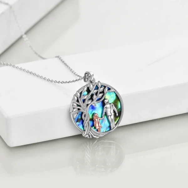 Sterling Silver Abalone Shell Tree Of Life Pendant Necklace For Daughter-4