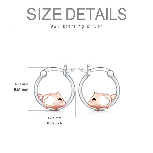 Sterling Silver Pig Hoop Earrings-1