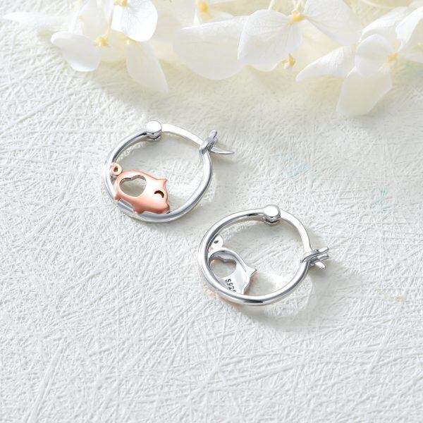 Sterling Silver Pig Hoop Earrings-5