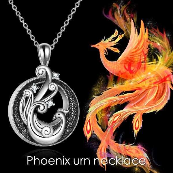 Sterling Silver Phoenix Bird Urn Neckalce-2