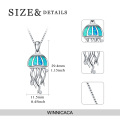 wholesale 925 Sterling Silver Blue Fire Opal Jellyfish Pendant Necklace for Women Girls Beach Jewelry Eco Gift-0-1