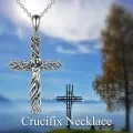 wholesale 925 Sterling Silver Cross Necklace with Vine Design - Unisex  for Her Him Mother's Day Present-0-3