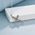 wholesale 925 Sterling Silver Cross Necklace with Vine Design - Unisex  for Her Him Mother's Day Present-0-5