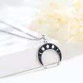 wholesale 925 Sterling Silver Black Onyx Moon Phase Pendant Necklaces for Women and Girls-0-1