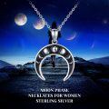 wholesale 925 Sterling Silver Black Onyx Moon Phase Pendant Necklaces for Women and Girls-0-5
