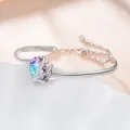 wholesale 925 Sterling Silver Austrian Crystals Blue & Purple Love Heart Charm Cuff Bracelets for Women Gifts Jewelry Accessories-0-9