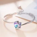 wholesale 925 Sterling Silver Austrian Crystals Blue & Purple Love Heart Charm Cuff Bracelets for Women Gifts Jewelry Accessories-0-10