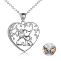 wholesale 925 Sterling Silver Elephant Heart Lockets Necklaces with Chain for Women Photo Pendants s-0-0