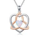 wholesale 925 Sterling Silver Opal Triquetra Heart Pendant Necklace for Women Irish s-0-0