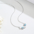 wholesale 925 Sterling Silver Blue Enamel Butterfly & Hearts Pendant Necklace for Women Girls Holiday s-0-2