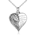 wholesale 925 Sterling Silver Heart with Angel Wing Memorial Keepsake Pendant Necklace for Ashes Pet Remembrance -0-0