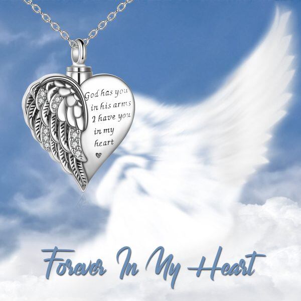 Sterling Silver Guardian Angel Wings Urn Necklaces-2