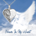 wholesale 925 Sterling Silver Heart with Angel Wing Memorial Keepsake Pendant Necklace for Ashes Pet Remembrance -0-2