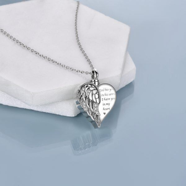 Sterling Silver Guardian Angel Wings Urn Necklaces-3