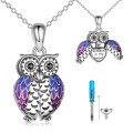 wholesale 925 Sterling Silver Purple Enamel Owl Urn Pendant with Chain and Funnel Set - Always in My Heart Keepsake Jewelry-0-0