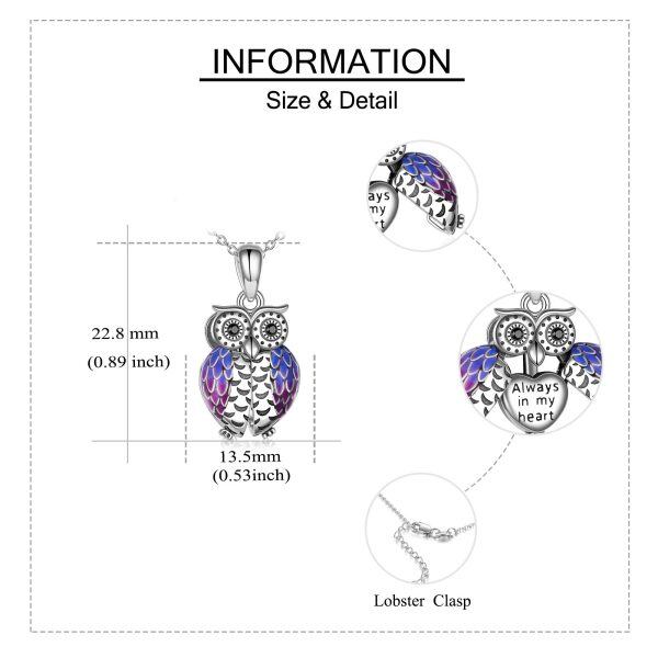 Sterling Silver "Always In My Heart" Owl Urn Necklace-1