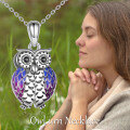 wholesale 925 Sterling Silver Purple Enamel Owl Urn Pendant with Chain and Funnel Set - Always in My Heart Keepsake Jewelry-0-2