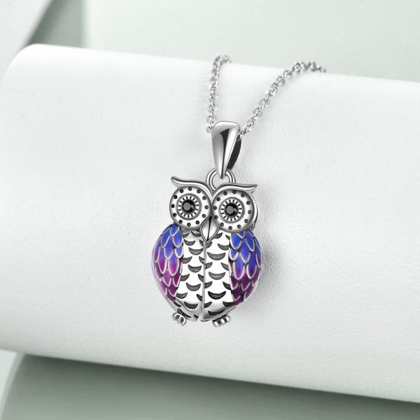 Sterling Silver "Always In My Heart" Owl Urn Necklace-4