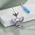 wholesale 925 Sterling Silver Purple Enamel Owl Urn Pendant with Chain and Funnel Set - Always in My Heart Keepsake Jewelry-0-5