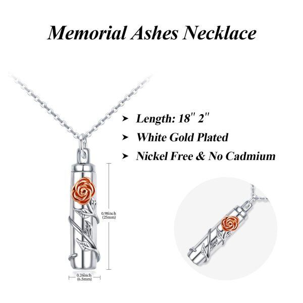 Sterling Silver Rose Cylinder Urn Necklace-1