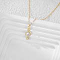 wholesale 14K Gold Infinity Love Knot Freshwater Pearl Diamond Pendant Necklace for Women's Gifts-0-2