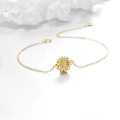 wholesale 14K Gold Diamond Sunflower Bracelet for Women - You Are My Sunshine Gift Idea-0-2