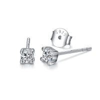 wholesale 925 Sterling Silver Rose Gold Plated Round Cut Cubic Zirconia Stud Earrings- Rhodium Plated