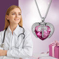 wholesale Sterling Silver Austrian Crystal RN NP LPN Caduceus Pendant Necklace w Angel Heart Charm Nurse Graduation Gift-0-6