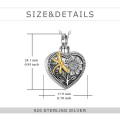 wholesale 925 Sterling Silver Dragonfly Heart Sunflower Keepsake Pendant Necklace with Funnel and Fill Tool-0-3