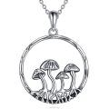 wholesale 925 Sterling Silver Mushroom Circle Necklace with CZ Stones Gothic Jewelry for Women-0-0