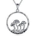 wholesale 925 Sterling Silver Mushroom Circle Necklace with CZ Stones Gothic Jewelry for Women-0-1