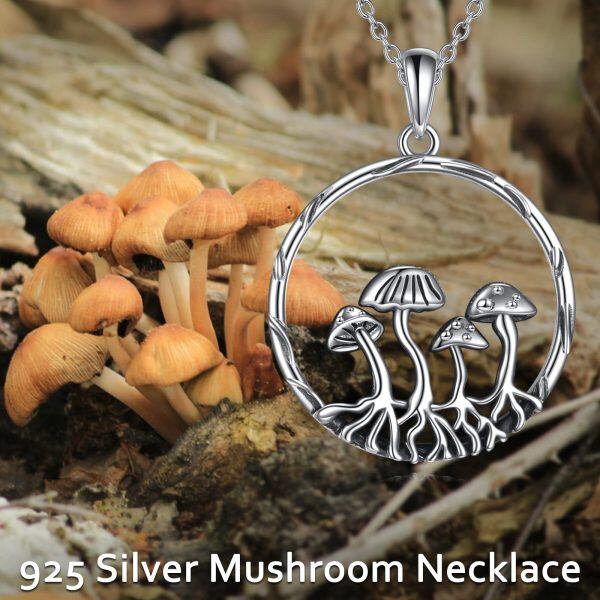 Sterling Silver Mushroom Pendant Necklace-6