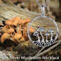 wholesale 925 Sterling Silver Mushroom Circle Necklace with CZ Stones Gothic Jewelry for Women-0-7